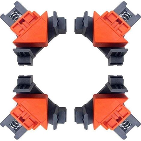 Juego de 4 abrazaderas de ángulo recto para carpintería, clips de sujeción de ángulo recto de 90 grados para fijación rápida de marcos de fotos, abrazaderas de esquina. (1/5)