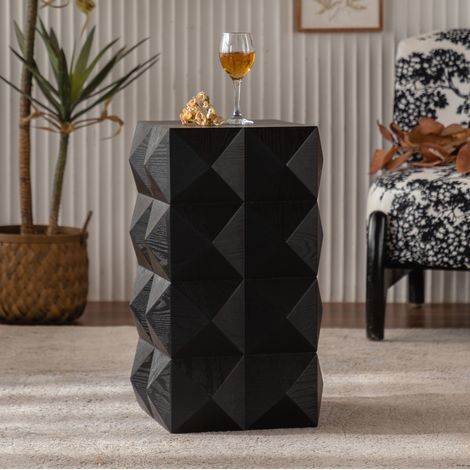 tavolo soggiorno 60 cm vintage in legno massello nero OKMYHOME (1/5)
