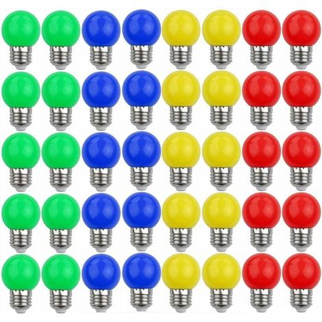 Ampoule LED Couleur E27 , Ampoules LED colorées , Lumière Décorative et Design 240 Lumens AC220V-240V Lampe de Décoration Couleurs Mélangées Rouge Jaune Bleu Vert (1/5)