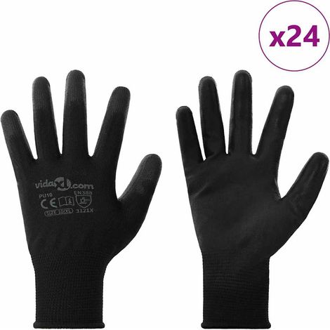 Gants de Travail 24 pcs Noir 10 / xl Polyester CFW265642 (1/5)