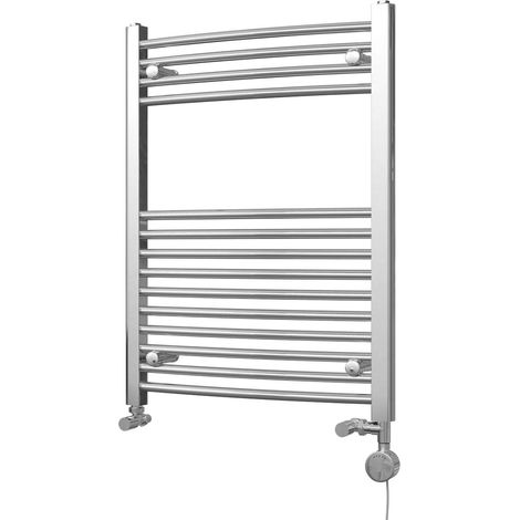 Zennor - Chrome Dual Fuel Towel Rail H800mm x W600mm Thermostatic - Curved (1/3)