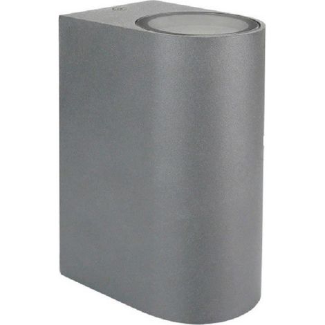 TrAdE Shop Traesio - Applique Da Esterno Cilindro Up&down Lampada Da Parete Giardino 2xgu10 Ip65 Es14 - Grigio (1/2)