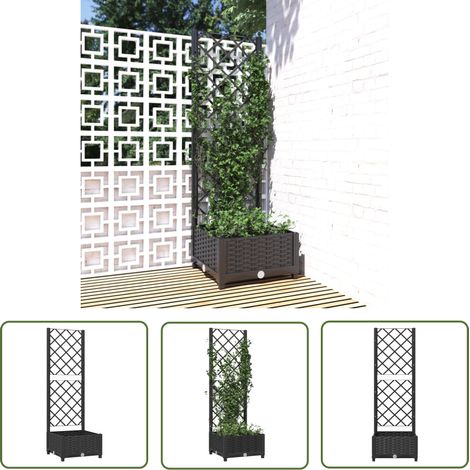 The Living Store Pflanzkübel mit Spalier Schwarz 40x40x121,5 cm PP - Blumentopf - Kübel - Gartentöpfen - Rankhilfe - Spalier (1/5)