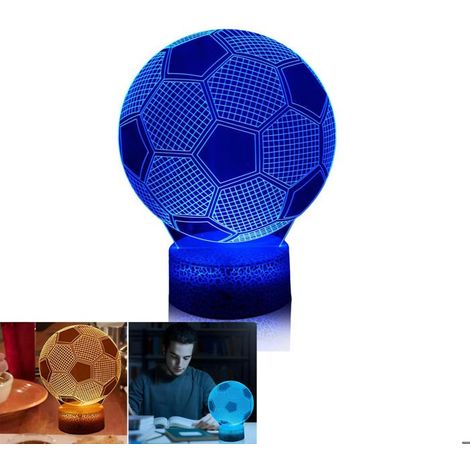 Nachtlicht Fußball für Kinder – 3D-LED-Acryl-Tischlampe mit optischer Illusion, leuchtende Dekoration für Kinderzimmer oder Babyzimm