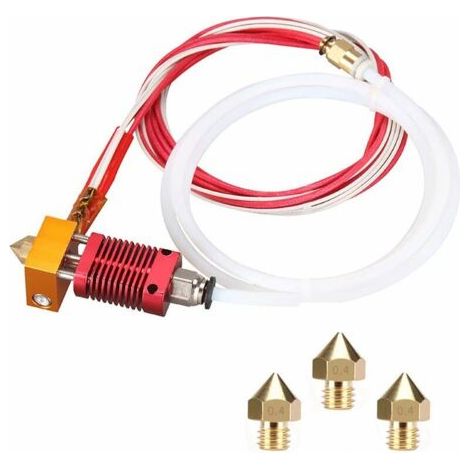 Kit de buse pour imprimante 3D MK8 Hotend Kit Compatible avec Alfawise U20 U30 Creality Ender 3 Kit d'extrémité chaude d'extrudeuse MK8 assemblé avec buse 0,4 mm 24V 40W