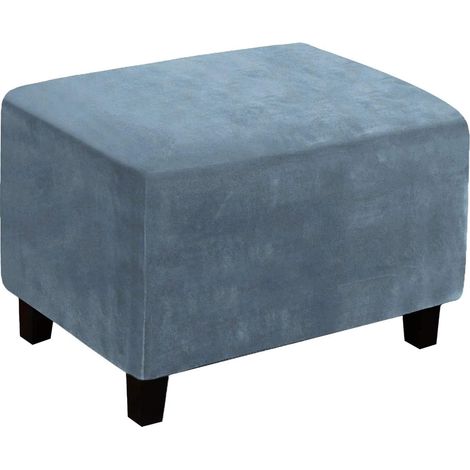 Housse de protection pour repose-pieds ottoman, tabouret de rangement, housse de protection avec élastique antidérapant pour salon (L, bleu gris) (1/5)