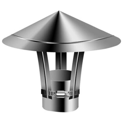 Chapeau de Pluie de Toit Chapeau de Cheminée en Acier Inoxydable couvercle de cheminée avec Protection Contre les Oiseaux pour Tuyaux Argent 80-300mm(150mm/5.90in) (1/5)