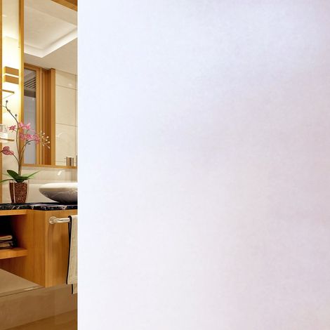 1 Rouleau Film Fenêtre Dépoli Blanc Mat Adhérence Statique Sans Colle Anti-UV 98% Intérieur Extérieur Maison Bureau Salle de Bain (1/5)