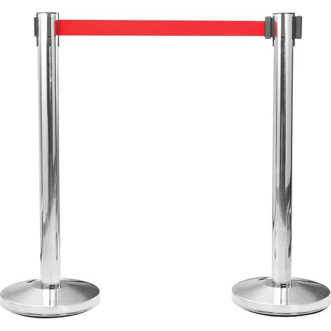 Stanchion with Belt Airport Barrier Stainless Steel Silver vidaXL