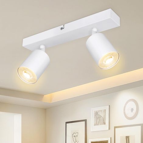 Plafonnier LED 2 Spots Orientables, Blanc (1/5)