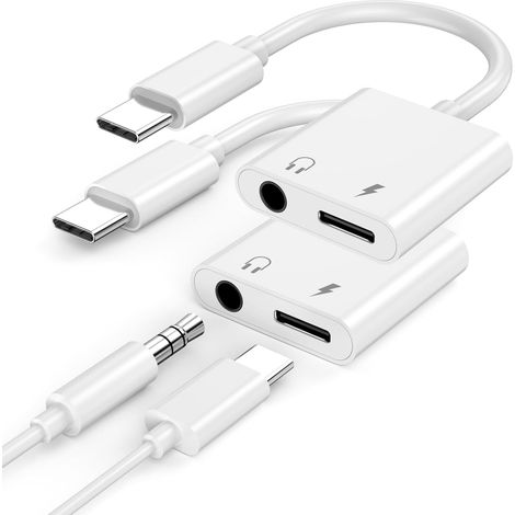 Headphone Adapter (2-Pack) — USB-C to 3.5mm Audio & Charging 2-in-1 Adapter/Splitter (1/5)