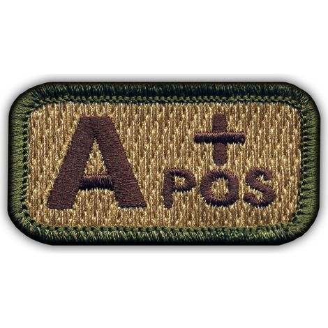 Patchion Blutgruppe A „pos“ mehrfarbig - Selbstklebende Rückseite - Gestickter Aufnäher/Abzeichen/Emblem