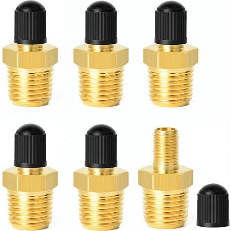 6-teiliges Set aus 1/4"-NPT-Tankventilen, korrosionsbeständigen Messingventilen mit 1/4"-Außengewinde, zur Verwendung mit Luftkompressortanks (1/4)