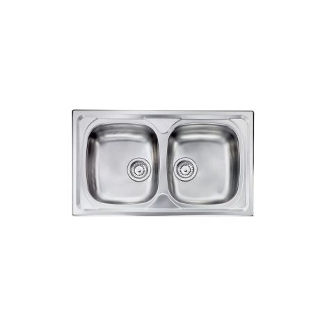 CM 010444 XCSSX Siros Lavello da Incasso 2 Vasche Acciaio Inox AISI 304-18-10 Satinato con Guarnizione Premontata e Piletta Manuale colore Inox