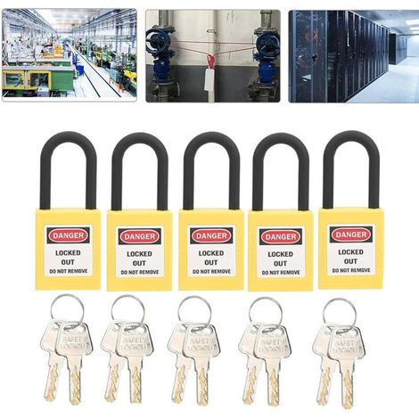 Dustproof nylon security padlocks, pack of 10, 2 keys per padlock (yellow) (1/5)