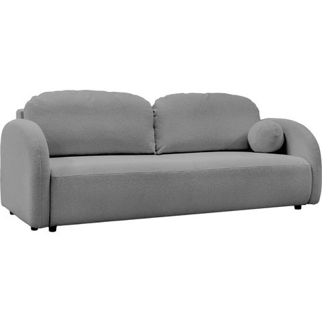 SYNA Canapé 3 places convertible en tissu bouclette gris (1/5)
