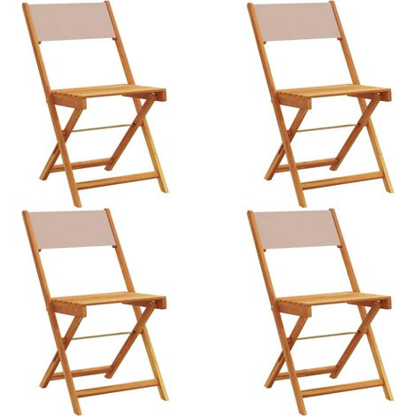 Sedie Giardino Pieghevoli 4 pz Sedute da esterno Tortora Tessuto e Legno Massello (1/4)