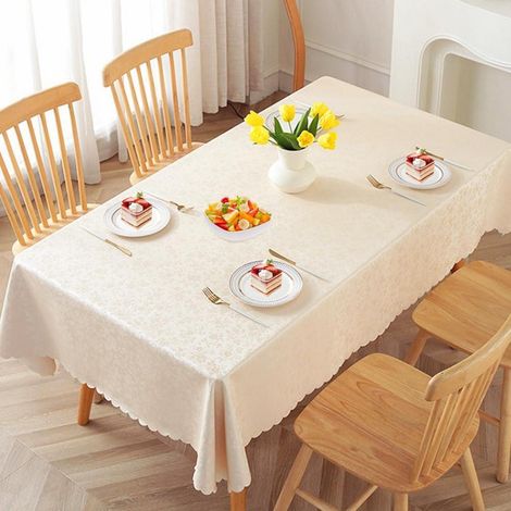 Abwaschbare Tischdecke Beige 100x140cm, Wasserabweisend, Rechteckig, für Innen & Außen