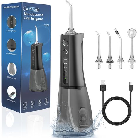 Jet Dentaire Hydropulseur Professionnel Water Flosser for Teeth, Hydropulseurs Et Irrigateurs Nettoyage Dents Jet D'eau, Dent Nettoyeur Pulseur Interdentaire Irrigateur Portable Détartreur (1/5)