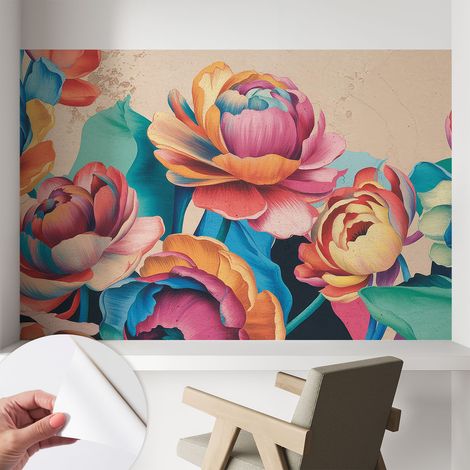 Papier peint adhésif décoratif pour chambre et salon Design moderne à poser facilement Harmonie florale 104x70 cm (1/5)