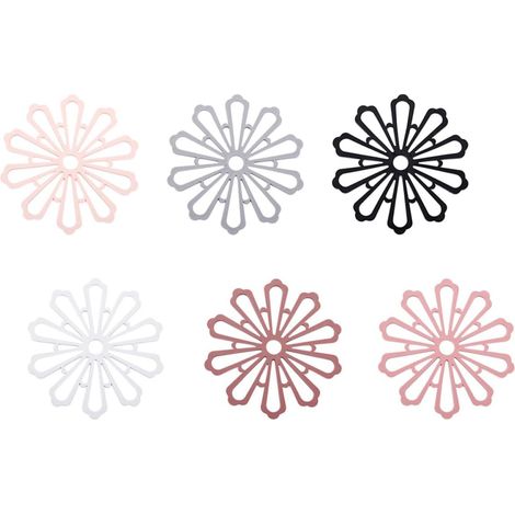 Lot de 6 dessous de plat antidérapants en silicone résistant à la chaleur, en forme de fleur, pour protéger votre table de cuisine ou de salle à manger. (1/5)