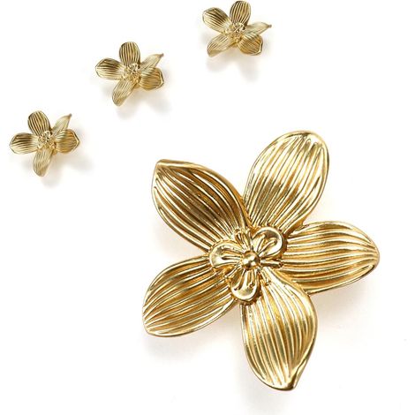 Lot de 4 boutons de meubles en forme de fleur, poignées de tirage à un trou en alliage de zinc, poignées décoratives pour armoire, tiroir, commode et penderie (1/5)