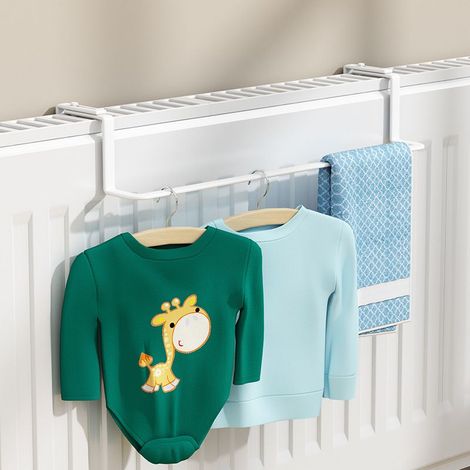 35 cm, (Blanc) Radiateur porte serviettes, porte serviettes chauffant pour radiateur, porte serviettes en métal monté sur radiateur pour rangement de salle de bain (1/5)