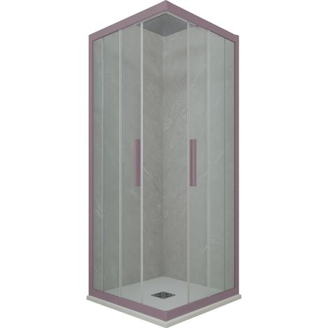 Eck-Duschkabine in PVC 90x120 Klarglas Lavendel Kolors