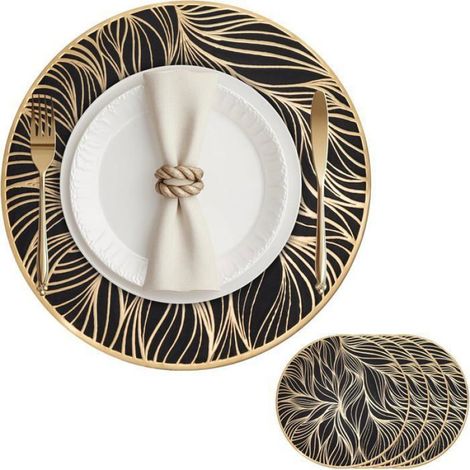 Set De Table - Rond - PVC Lavable - 38 Cm - Pour Table À Manger Intérieur Et Extérieur - Lot De 4 (1/5)