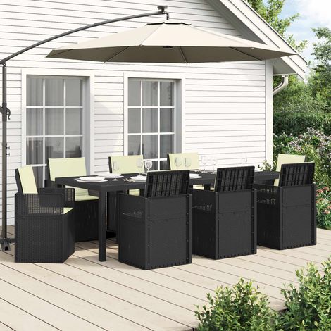 vidaXL Conjunto de Comedor de Jardín 9 uds. Antracita y Crema PP (1/5)