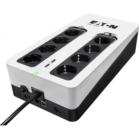Onduleur Eaton 3S 700 DIN - Off-line UPS - 3S700D - 700VA 8 prises DIN europeennes Noir/Blanc (1/4)