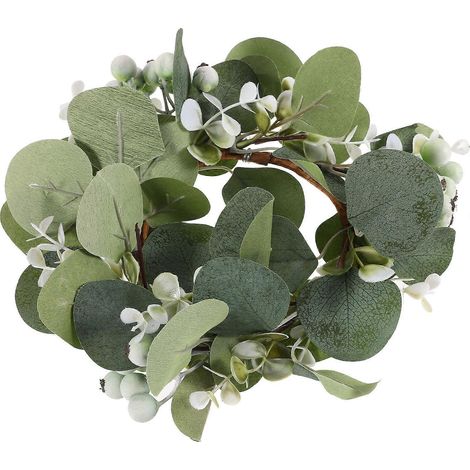 Couronnes de bougies piliers, anneaux de bougies pour décoration intérieure, 2 pièces, fleurs en soie verte (1/5)