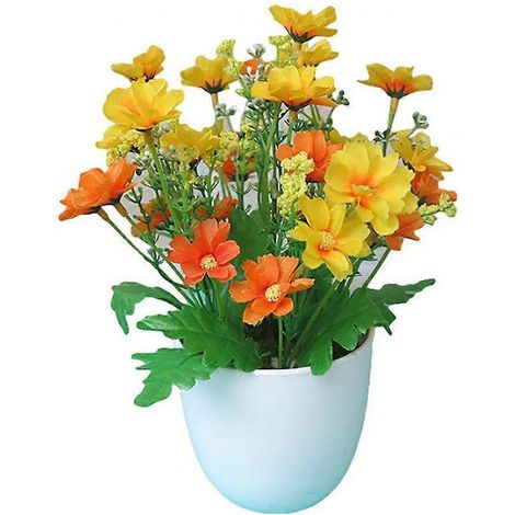 Décoration artisanale pour jardin, fête, maison, Noël ou autres occasions spéciales, idéale pour les soins du corps et le bricolage. Fleur artificielle en pot (1 pièce)orange (1/5)