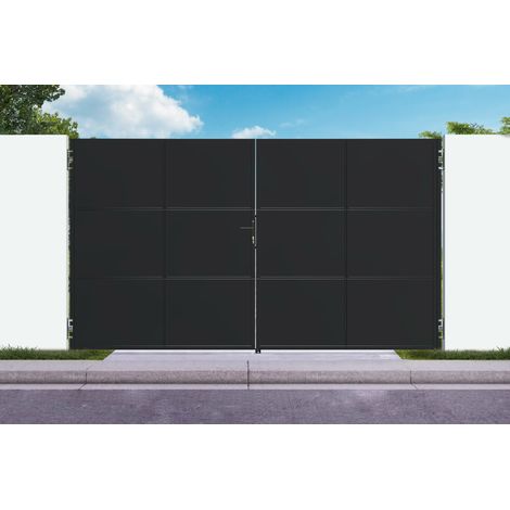 Portail acier noir mat 3,5m NALI H.200cm