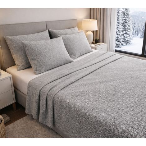 COMPLETO lenzuolo Invernale Felpate in FLANELLA Anti-Pilling BOY grigio in Puro Cotone Due Piazze