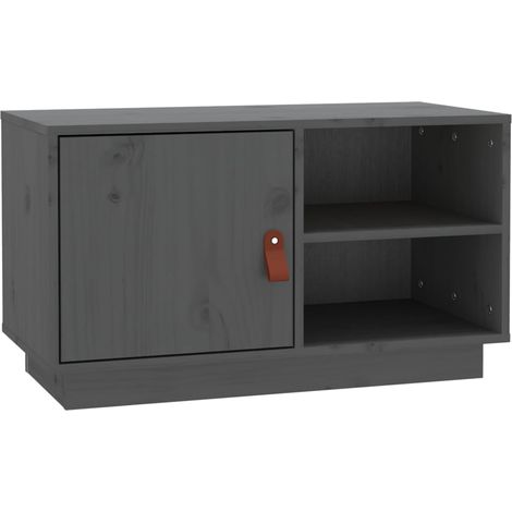 Meuble TV, Étagère TV, Meuble de Salon, Gris 70x34x40 cm Bois de pin massif OIB4101E (1/4)
