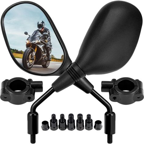 Motorrad Spiegel für 22mm Lenker, E24 Zertifiziert, Oval, Universal für Roller & Moped (1/5)