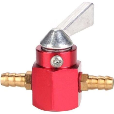 CNC-gefräster Inline-Benzinhahn aus Aluminium, 6 mm, rot, für Quad, Dirt Bike, ATV (rot) (1/4)