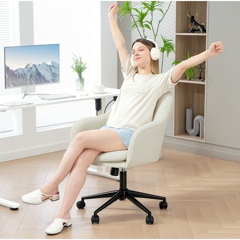 chaise fauteuil bureau pivotant velours beige 60 cm OKMYHOME (1/5)