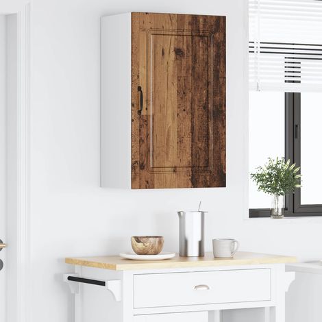 Armoire murale de cuisine, bois d’ingénierie, bois ancien, 3 étagères, 1 porte, 50 x 31 x 80 cm - PANGIVO (1/5)