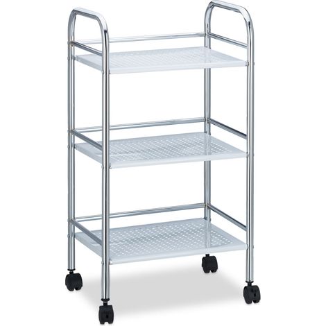 Carrello con ruote portaoggetti 3 ripiani mobile cucina ufficio bagno in metallo grigio 130003651