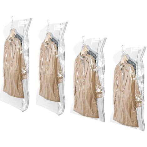Sacs Sous Vide Suspendus 110x70 cm - Lot de 6 avec Pompe, Gain d'Espace 75%, Pour Manteaux et Robes (1/4)
