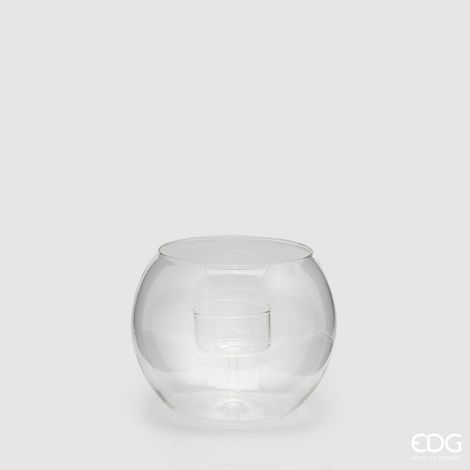 EDG Enzo De Gasperi Portacandela a Sfera H 10 Cm D 12 Cm Vetro Natural Trasparente