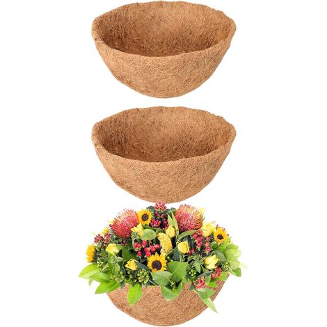 Filiyano-Lot de 3 doublures rondes en fibre de coco de 25 cm pour paniers suspendus, 100 % naturelles. (1/5)