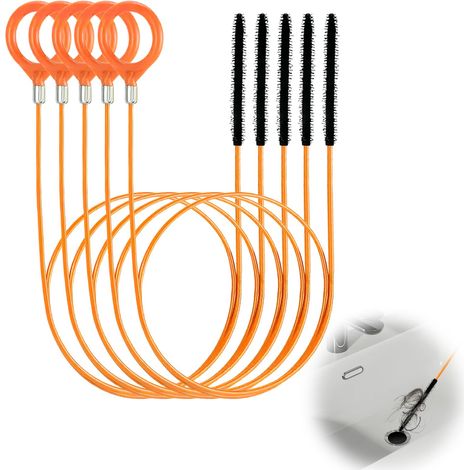 Furet Deboucheur Canalisation 81cm, 5Pcs Métal Brosse de Débouchage de Canalisation, Brosse de Nettoyage de Drain D'égout, Flexible Brosse pour Tuyaux, Deboucheur Evier pour Evier (1/5)