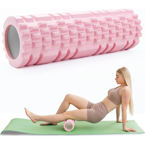 Rullo massaggiante in schiuma rosa per Pilates, Yoga e altri esercizi. Rullo in schiuma multifunzionale, ideale per il rafforzamento muscolare, il fitness e il massaggio fasciale. Adatto per l'uso a c (1/5)