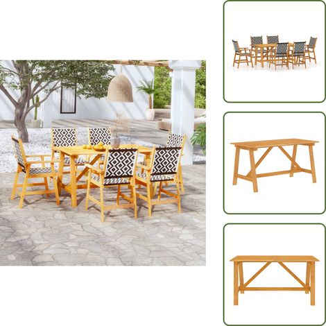 Arredamento da giardino - vidaXL Set Mobili da Pranzo per Giardino 7 pz Legno Massello di Acacia - Sedie da patio