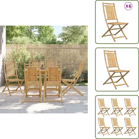 The Living Store Chaises pliables de jardin lot de 6 46x66x99 cm bambou - Chaise De Jardin - Chaise Pliante - Mobilier De Jardin - Bambou - Extérieur (1/5)