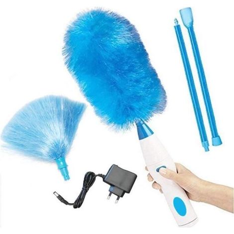 360° Duster Rechargeable Brosse de Nettoyage Electrique, Plumeau Electrique sans Fil Brosse à Epousseter pour Maison Bureau Bleu (1/3)