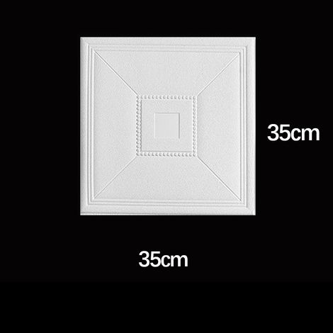 Autocollant Plafond 3D Imperméables - Lot de 20 Revêtements Autocollants de Style Européen Raffiné Épais Carré pour Modernisation de Plafond (1/2)
